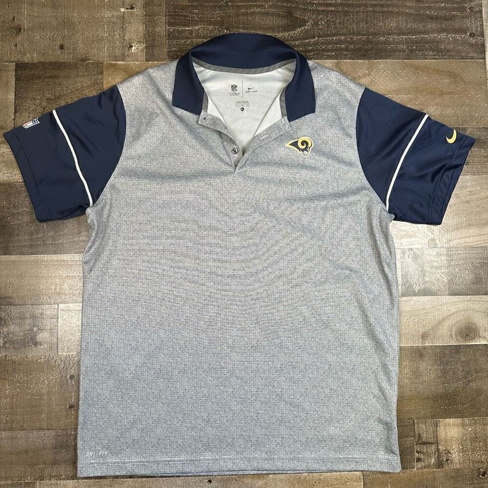 Nike NFL apparel Polo mens size XL dri fit short sleeve los angeles rams